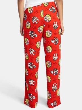 Nintendo Red Women’s Pajama Pants with Mario & Friends Faces Size S (4-6)